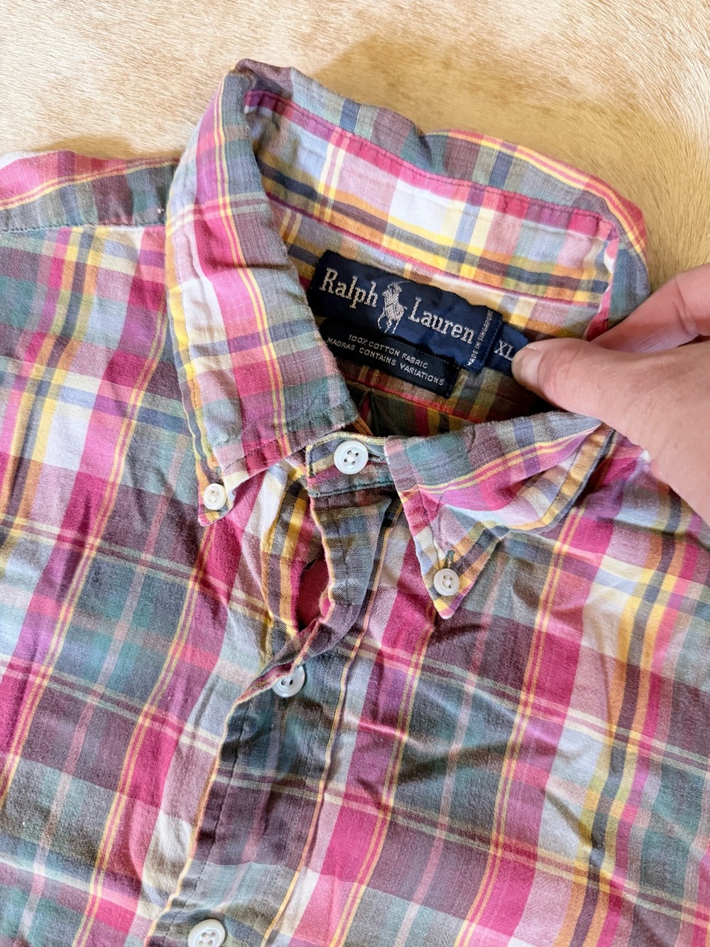 Rampage Multicolor Plaid Button-Down Shirt - Pink, Yellow, Green